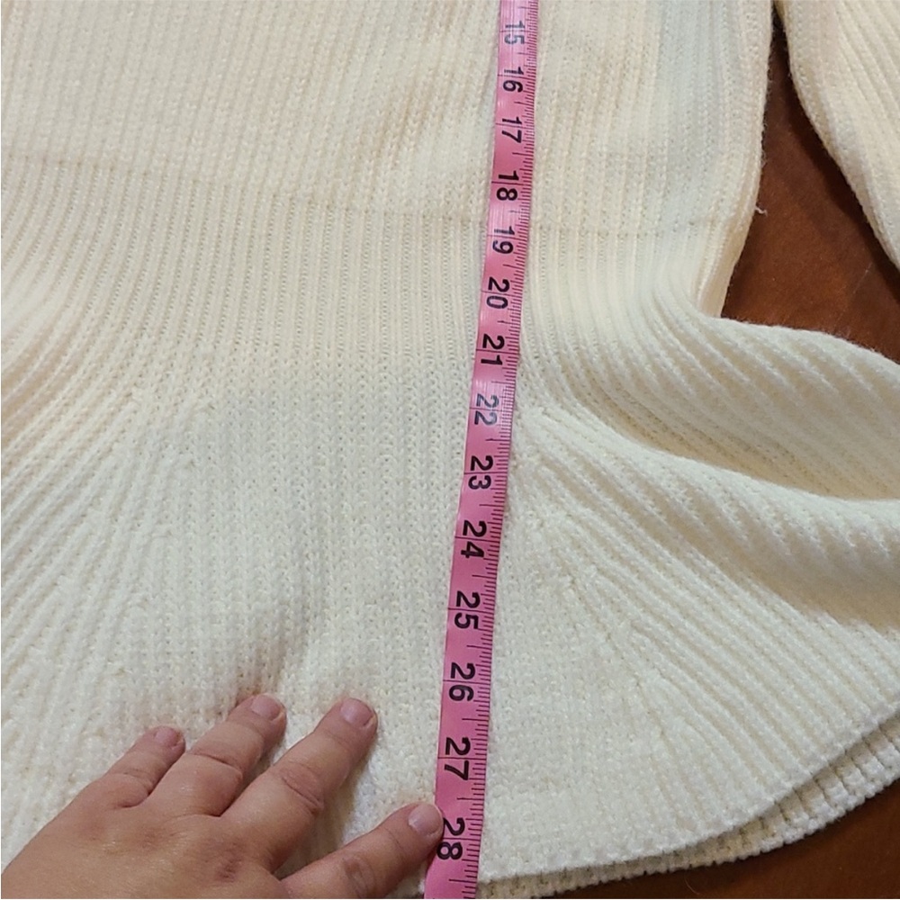 Cream Ribbed Knit Sweater - Picture 6 of 7